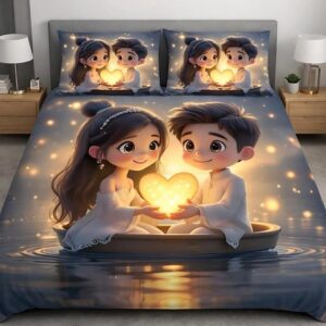 fabby home blue designer embroider king size bed sheets